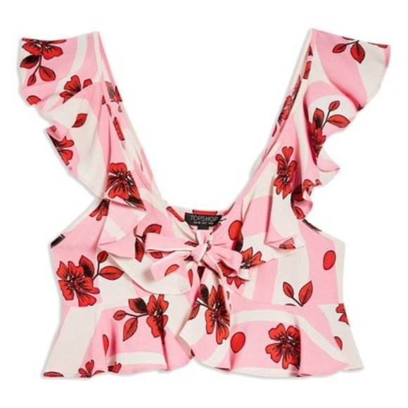 TopShop Brigitte Floral Ruffle Sleeveless Suntop NWT US sz 8 - Picture 5 of 8